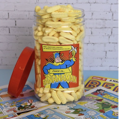 Hampers and Gifts to the UK - Send the Personalised Bananaman Retro Sweet Jar